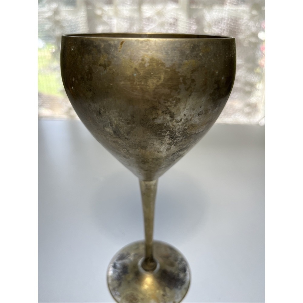 Vintage Leonard E.P.N.S Silverplate Goblet, 7 1/2" Tall & 3 3/4" Widest - Picture 4 of 6